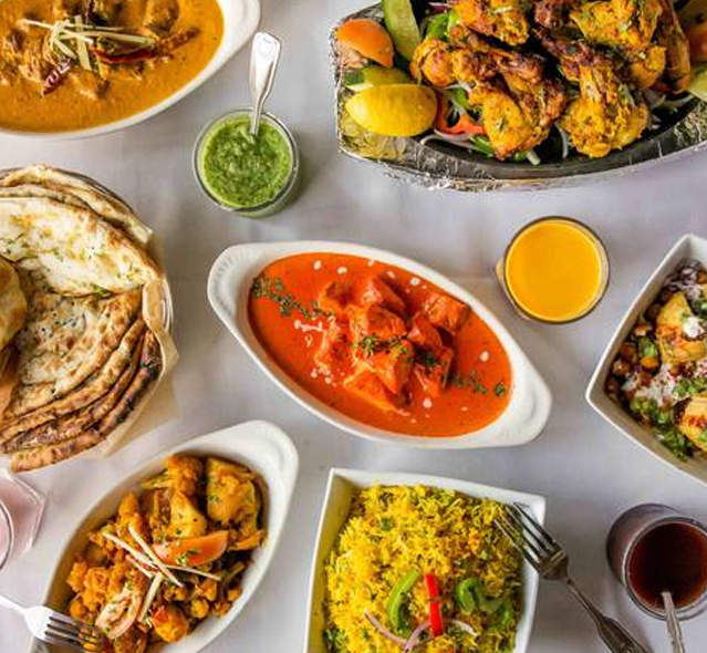 Authentic Indian food spread at Mahan Indian Restaurant